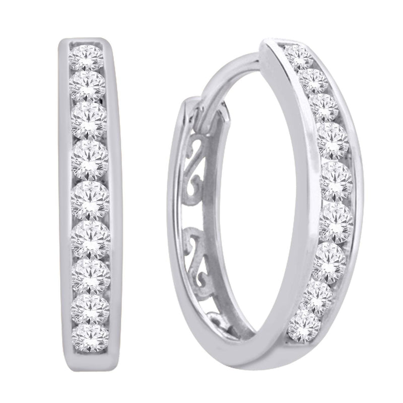 14CT YELLOW GOLD DIAMOND HOOP EARRINGS
