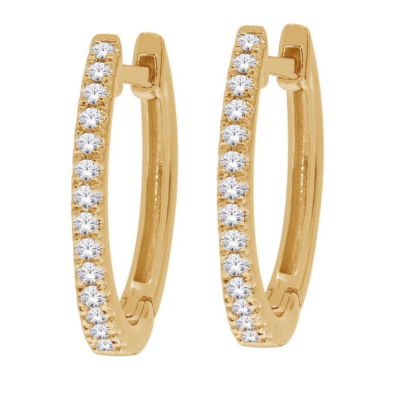10CT YELLOW GOLD  DIAMOND HOOP EARRINGS