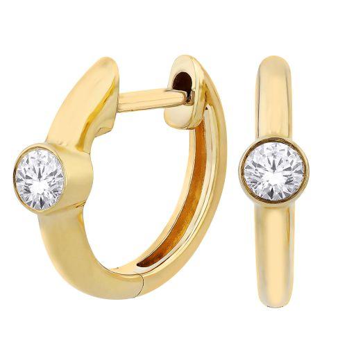 10CT YELLOW GOLD DIAMOND HOOP EARRINGS