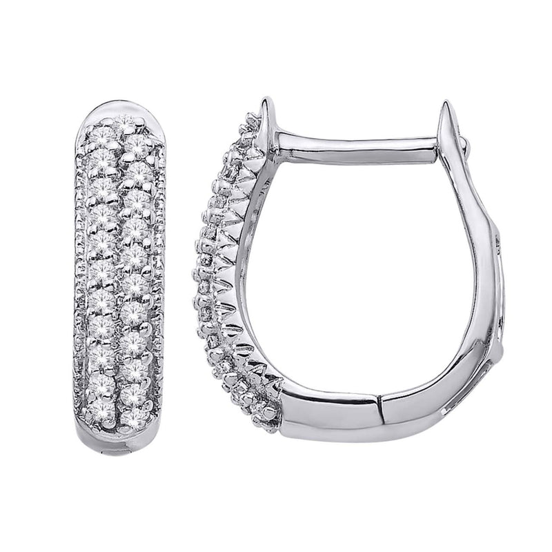 10CT  WHITE GOLD DIAMOND HUGGIE EARRINGS - .15CT