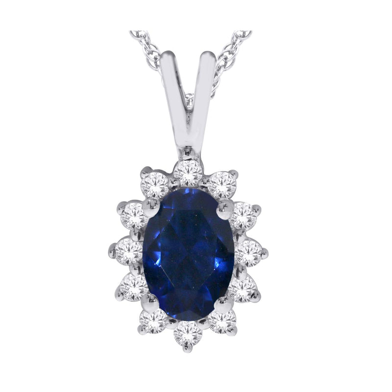 14CT YELLOW GOLD SAPPHIRE & DIAMOND PENDANT