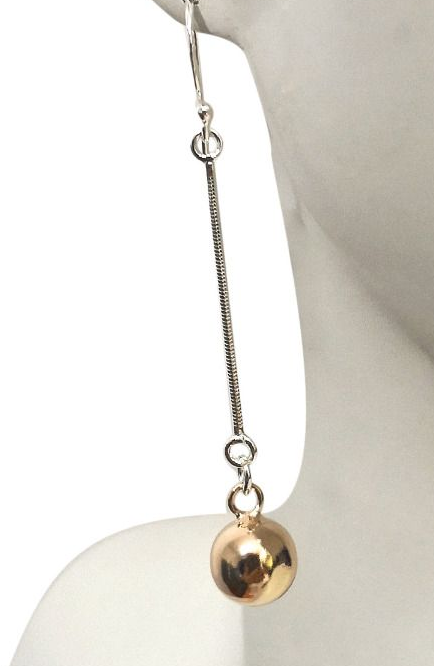 STERLING SILVER YELLOW GOLD PLATED BALL EARRINGS