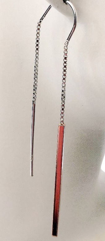 STERLING SILVER ROSE GOLD PLATED THREAD EARRINGS