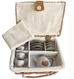 TIN TEA SET IN A BASKET - FOREST