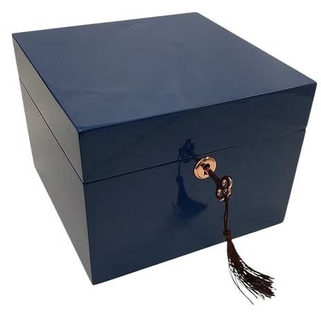 SQUARE WOODEN JEWELLERY BOX - AZURE