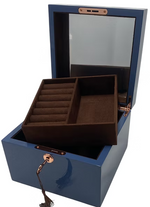 SQUARE WOODEN JEWELLERY BOX - AZURE