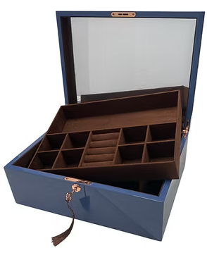 WOODEN JEWELLERY BOX LARGE - AZURE