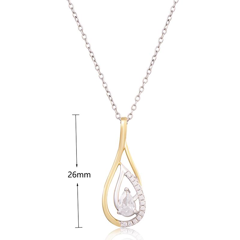 STERLING SILVER GOLD PLATED CUBIC ZIRCONIA SET PENDANT