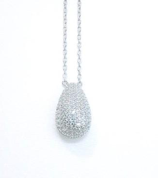 STERLING SILVER CUBIC ZIRCONIA SET TEARDROP PENDANT