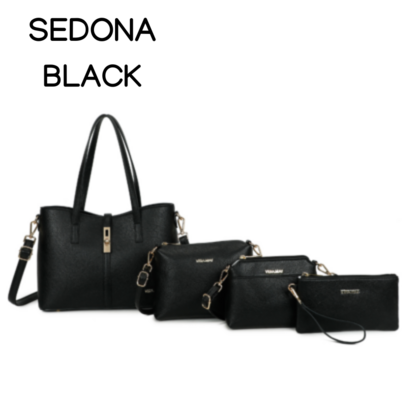 SEDONA BLACK 4 PCE VEGAN HANDBAG SET