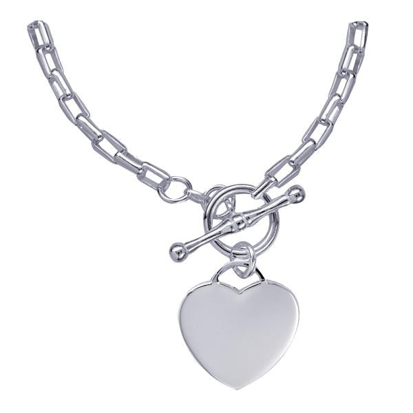 STERLING SILVER CABLE NECKLET WITH HEART
