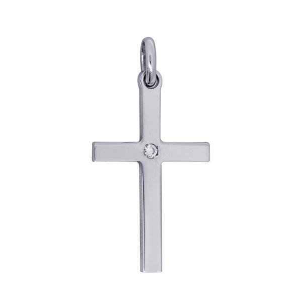 STERLING SILVER MEDIUM CROSS WITH WHITE CZ