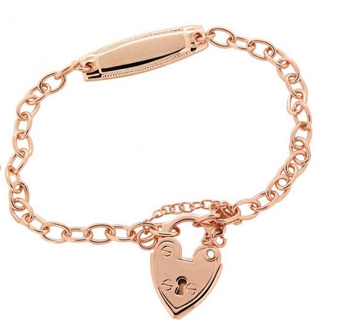STERLING SILVER ROSE GOLD PLATED OPEN BELCHER BABY ID BRACELET
