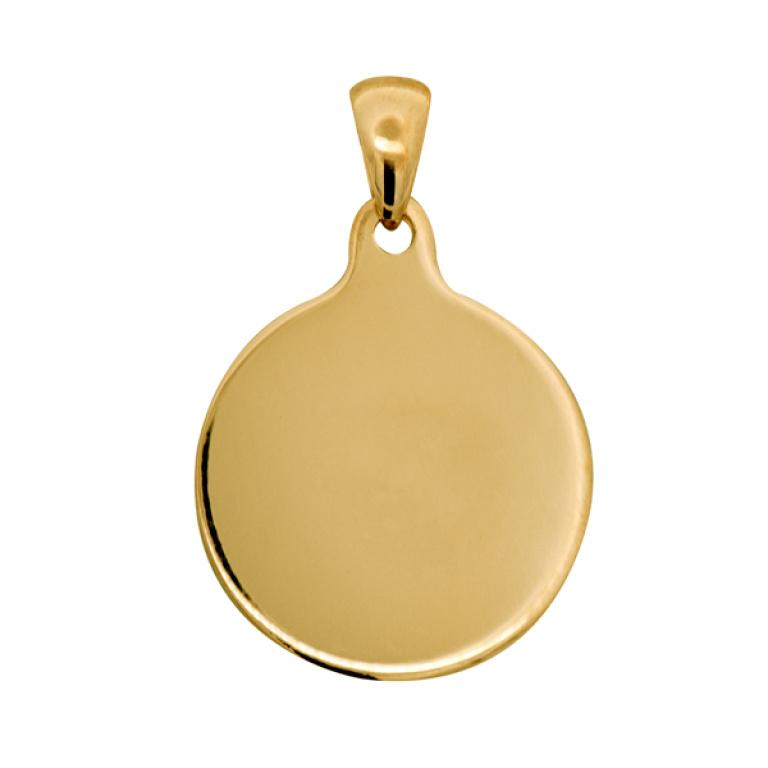 9CT GOLD 16MM ROUND ENGRAVING PENDANT