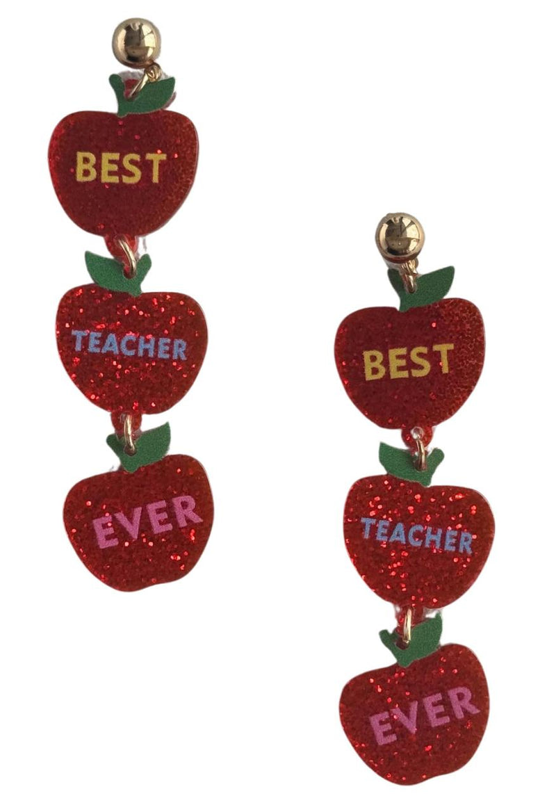 BEST TEACHER EVER APPLE EARRINGS