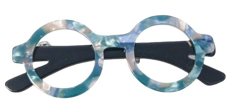 GLASSES BROOCH BLUE