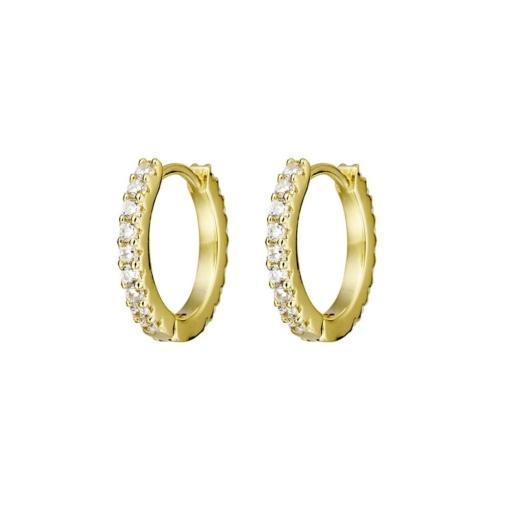 STERLING SILVER GOLD PLATED HUGGIE CUBIC ZIRCONIA EARRINGS