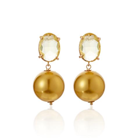 PALE GOLD CRYSTAL WITH IMI PEARL EARRINGS