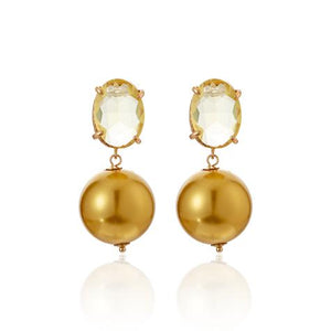 PALE GOLD CRYSTAL WITH IMI PEARL EARRINGS