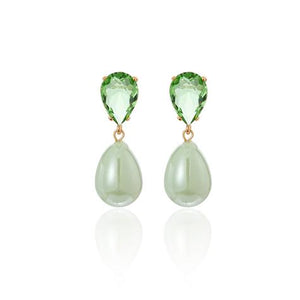 GREEN CRYSTAL EARRINGS WITH GREEN IMI PEARL