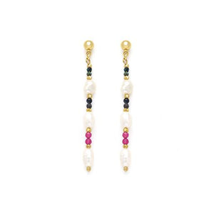MULTI COLOUR & PEARL DROP EARRINGS