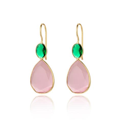 GP GREEN & PINK DROP EARRINGS