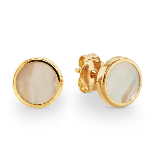 9YG MOP ROUND EARRINGS