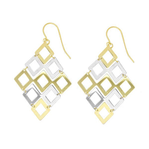 9CT YELLOW GOLD & STERLING SILVER DROP EARRINGS