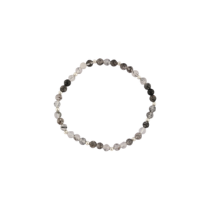 BLACK RUTILE ROUND QUARTZ 4MM GEM BRACELET