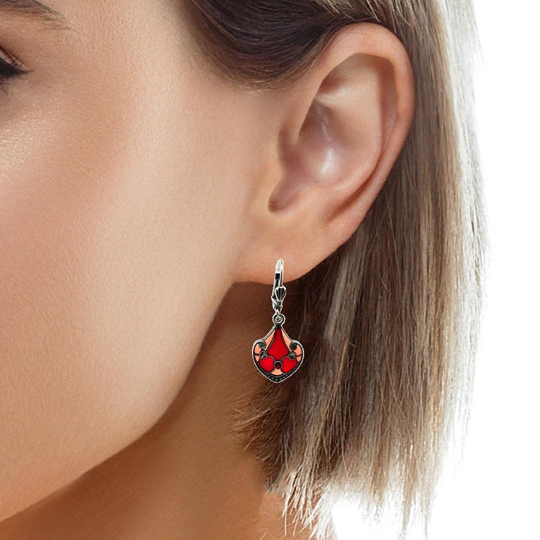 AU BOUT DES REVES ORANGE/RED DROP EARRINGS