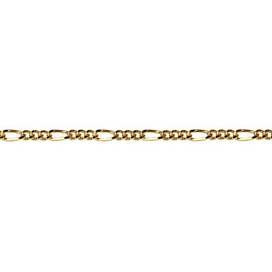 STERLING SILVER TRIPLE HARD GOLD PLATED DIAMOND CUT FIGARO CHAIN
