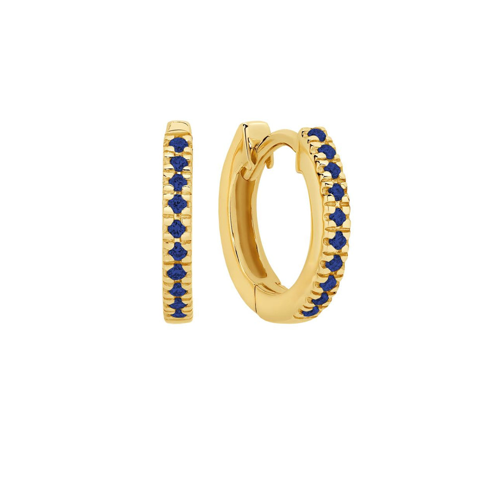 9CT YELLOW GOLD SAPPHIRE HUGGIES