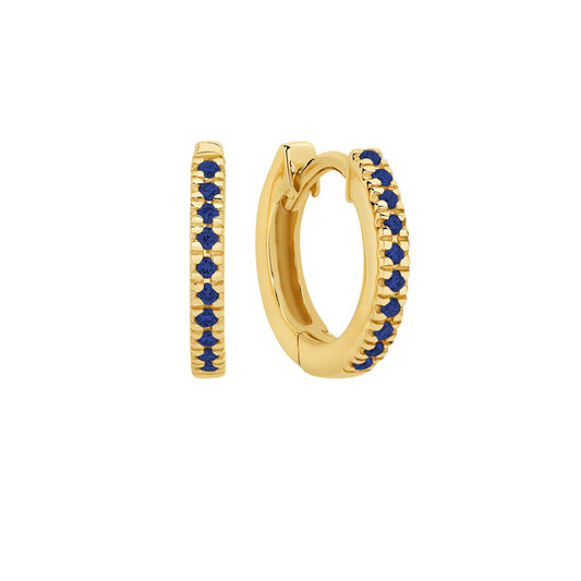 9CT YELLOW GOLD SAPPHIRE HUGGIES