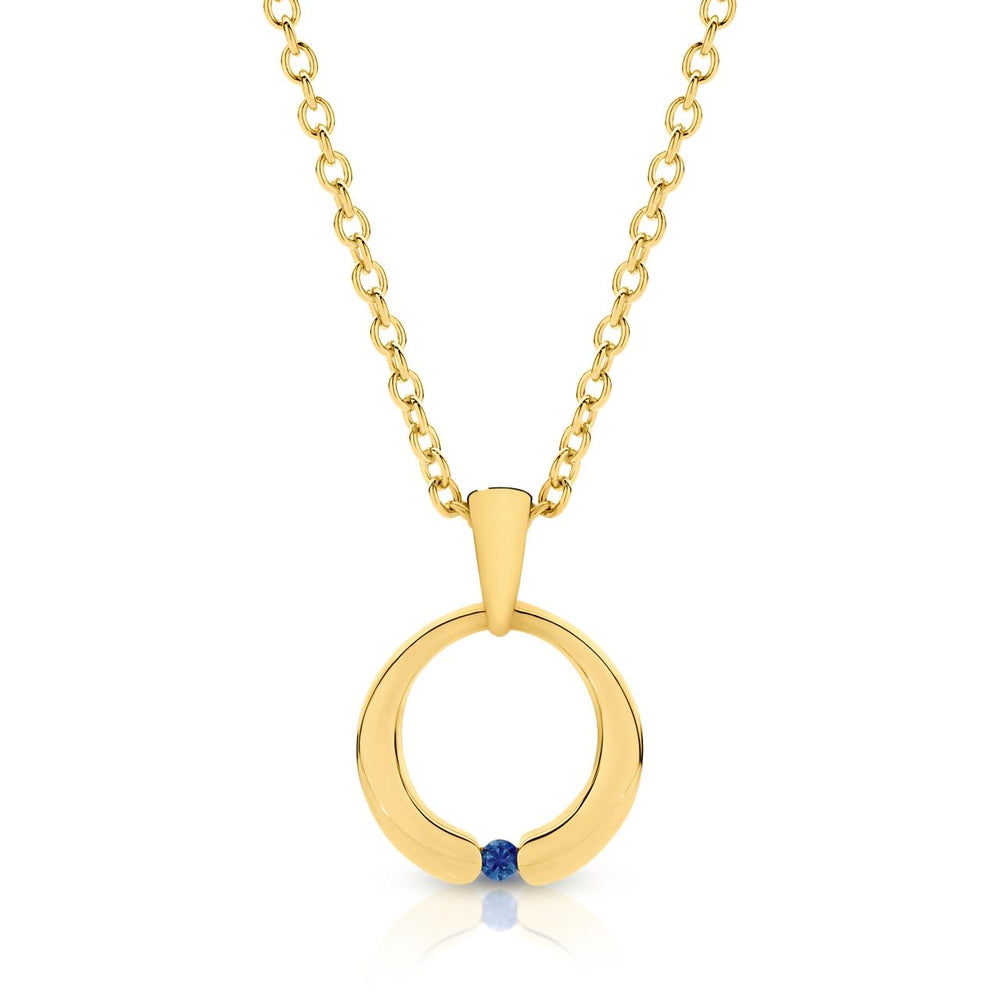 9CT YELLOW GOLD SAPPHIRE SET PENDANT