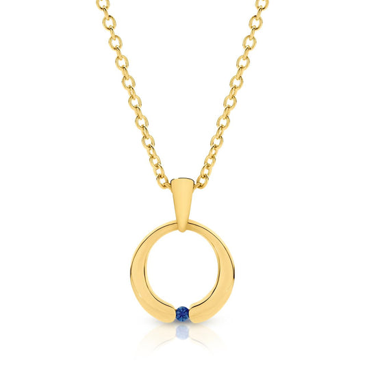 9CT YELLOW GOLD SAPPHIRE SET PENDANT