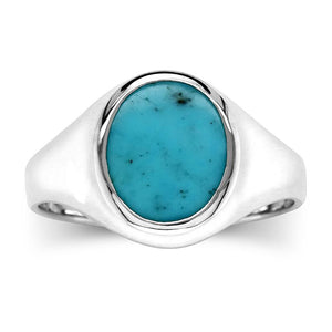 STERLING SILVER SIGNET RING WITH TURQUOISE