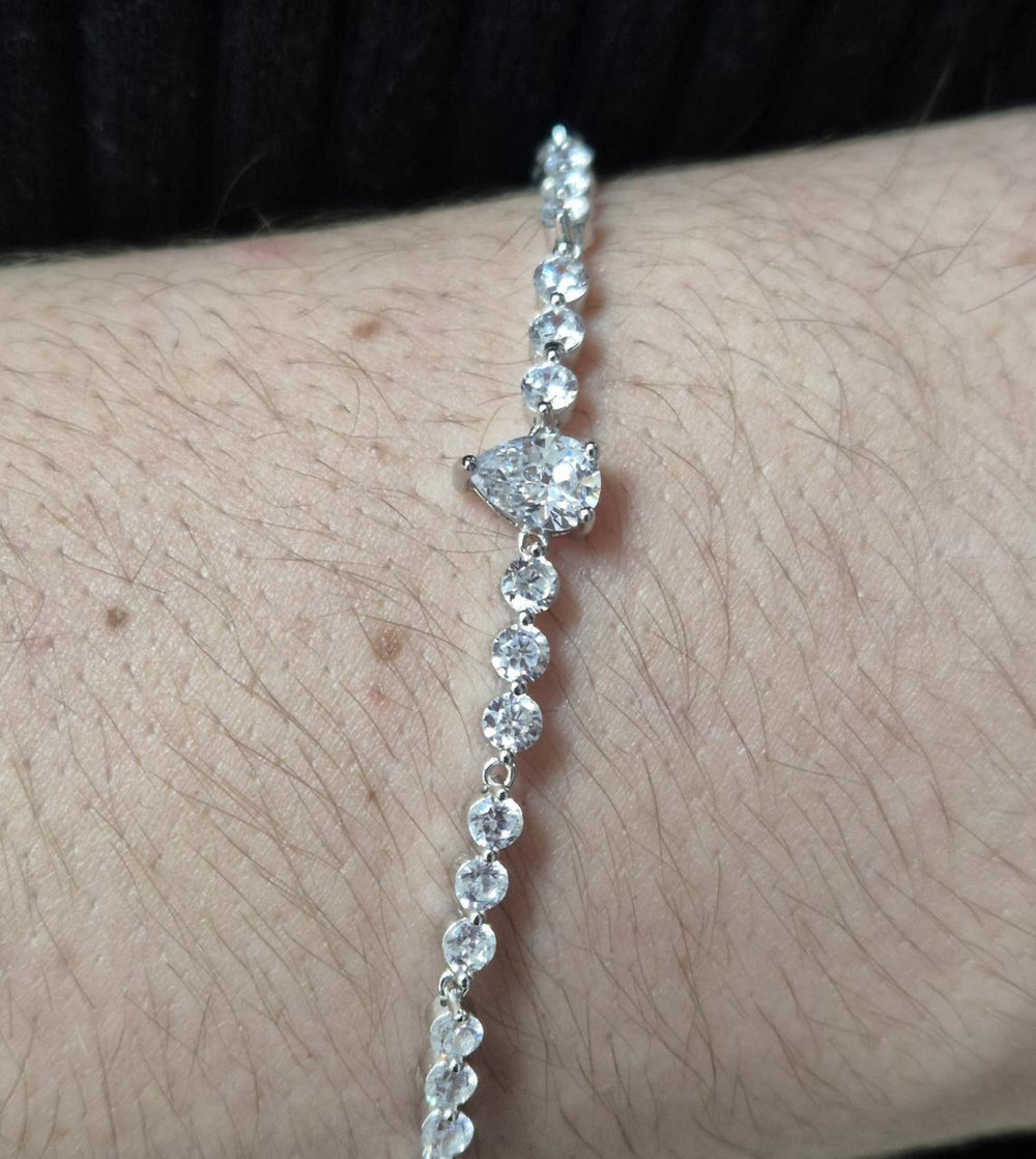STERLING SILVER CUBIC ZIRCONIA TENNIS BRACELET
