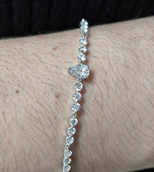 STERLING SILVER CUBIC ZIRCONIA TENNIS BRACELET