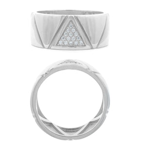 STERLING SILVER WIDE CUBIC ZIRCONIA SET RING