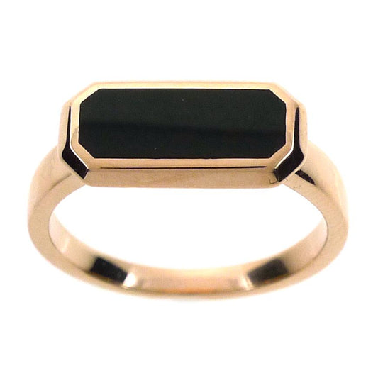 STERLING SILVER ROSE GOLD PLATED ONYX SET RING