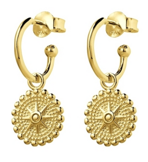 STERLING SILVER GOLD PLATED HALF HOOP EARRINGS