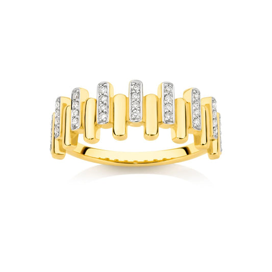 9CT YELLOW GOLD DIAMOND SET DRESS RING