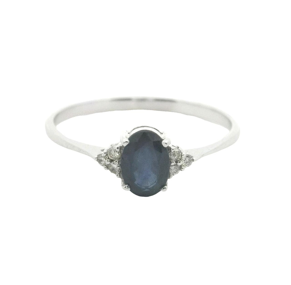 14CT WHITE GOLD SAPPHIRE & DIAMOND RING