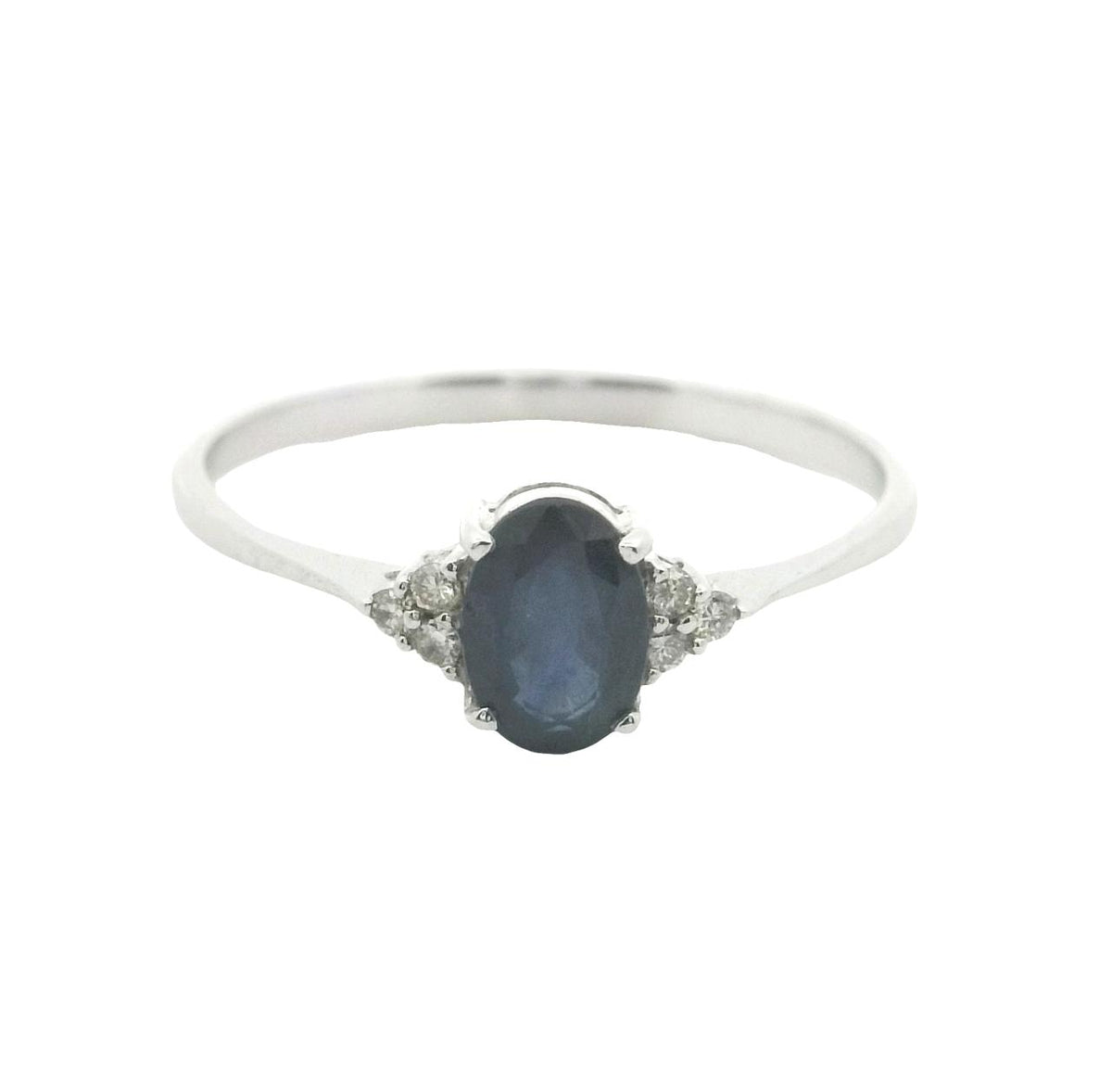 14CT WHITE GOLD SAPPHIRE & DIAMOND RING