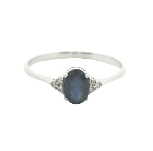 14CT WHITE GOLD SAPPHIRE & DIAMOND RING