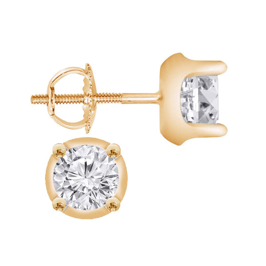 14CT YELLOW FOLD DIAMOND STUDS -.75CT