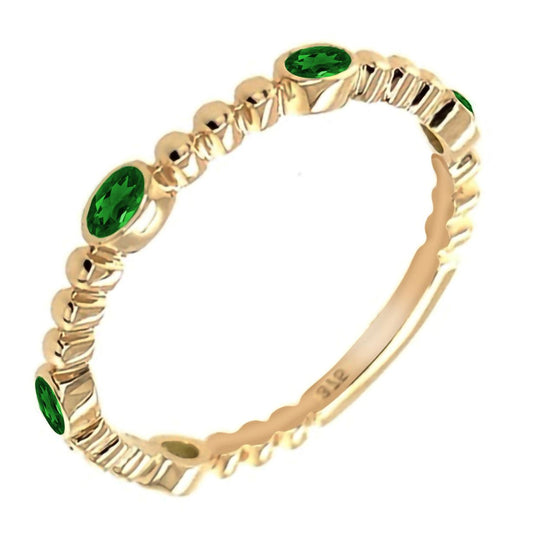 9CT YELLOW GOLD CREATED EMERALD RING