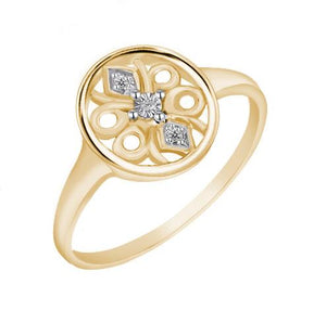 9CT YELLOW GOLD DIAMOND DRESS RING