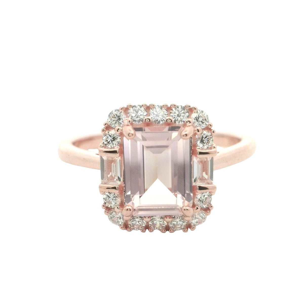 STERLING SILVER ROSE GOLD PLATED CUBIC ZIRCONIA DRESS RING
