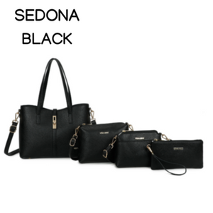 SEDONA BLACK 4 PCE VEGAN HANDBAG SET